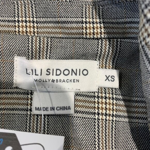 Lili Sidonio Fringe-Trim Plaid Blazer Grey Check - Women's Size XS - Picture 3 of 7